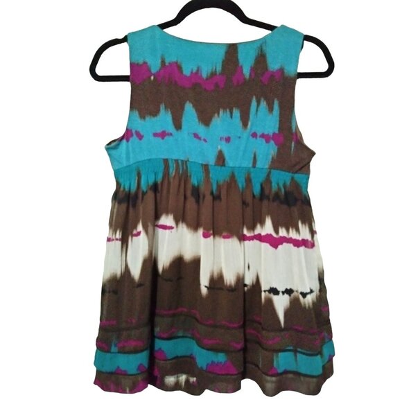 Eci New York Multicolor Boho Tank Top Size 8 Rosette Scoop Neck Sleeveless Flowy - Picture 5 of 7